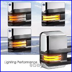 LH&RH Chrome Power Heated Turn Signal Tow Mirrors For Chevy Silverado GMC Sierra