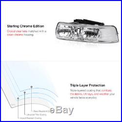 L+R Clear Headlight+Bumper Parking Lamp with Amber Chevy 99-02 Silverado 1500/2500