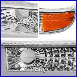 Led Drlfor 99-02 Chevy Silverado 4pcs Headlight Bumper Turn Signal Lamp Chrome