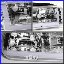 Led Drlfor 99-02 Chevy Silverado 4pcs Headlight Bumper Turn Signal Lamps Clear