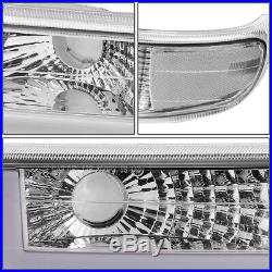 Led Drlfor 99-02 Chevy Silverado 4pcs Headlight Bumper Turn Signal Lamps Clear