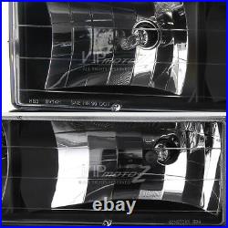 Left+Right Black Headlight+Bumper Parking Corner Lamp 94-98 Chevy C10 C/K Pickup