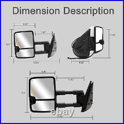Left+Right Towing Mirrors Power Turn Signal For 2007-2013 Chevy Silverado Chrome
