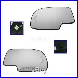 Mirror Glass Heated with Turn Signal Left & Right Pair Set for Chevy GMC Cadillac