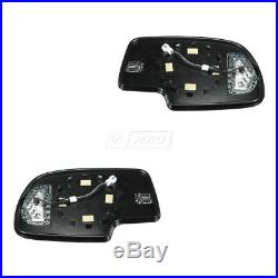 Mirror Glass Heated with Turn Signal Left & Right Pair Set for Chevy GMC Cadillac