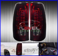 New! 03-06 Chevy Silverado 1500/2500 Hd Led Tail Lights Rear Lamps Smoked Red