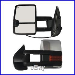 New Driver/Left Power Amber Turn Signal Tow Mirror Chrome for Chevy / GMC 07-13
