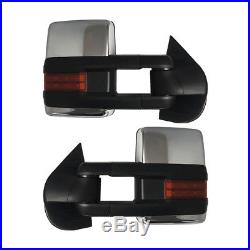 New Set of 2 Power Amber Turn Signal Tow Mirror Chrome for Chevy/GMC Truck 07-13