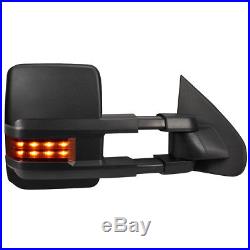 New Set of 2 Power Amber Turn Signal Tow Mirrors Black for Chevy/GMC Truck 07-13