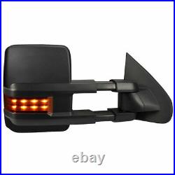 New Set of 2 Power Amber Turn Signal Tow Mirrors Black for Chevy Truck 2007-2013
