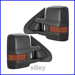 New Set of 2 Power Amber Turn Signal Tow Mirrors for Chevy/GMC Truck 03-06 Pair