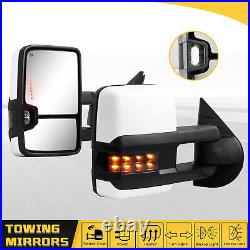 Painted White Tow Mirrors LED Signals for 2007-2014 Chevy Silverado GMC Sierra