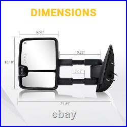 Painted White Tow Mirrors LED Signals for 2007-2014 Chevy Silverado GMC Sierra