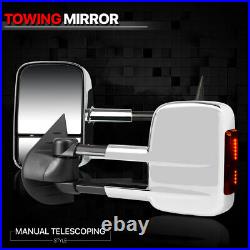 PairChrome Manual Extendable LED Signal Towing Side Mirror for 07-14 Silverado