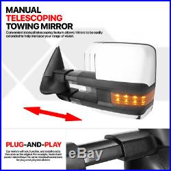 PairChrome Manual Telescoping LED Signal Towing Side Mirror for 03-07 Escalade