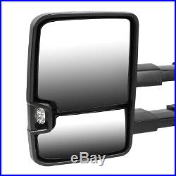 PairChrome Manual Telescoping LED Signal Towing Side Mirror for 03-07 Escalade
