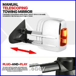 PairChrome Power+Heated withAmber LED Signal Towing Mirror for 14-20 Silverado