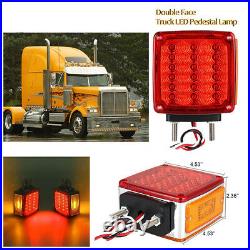 Pair 36+3 LED Square Dual Face Stud Mount Amber/Red Brake/Turn Signal/Tail Light
