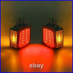 Pair 36+3 LED Square Dual Face Stud Mount Amber/Red Brake/Turn Signal/Tail Light