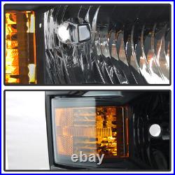 Pair Black 2014-2015 Chevy Silverado 1500 Pickup Headlights Headlamps Left+Right