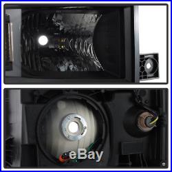 Pair Black 2014-2015 Chevy Silverado 1500 Pickup Headlights Headlamps Left+Right