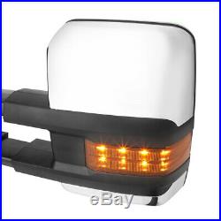 Pair Chrome Manual Extendable LED Signal Towing Mirror for 07-14 Sierra/Yukon