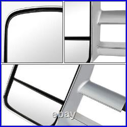 Pair Chrome Manual Led Turn Signal Towing Mirror For 2007-2014 Silverado/sierra