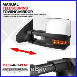Pair Chrome Power+Heated Smoke LED Signal Towing Mirror for 14-18 Silverado