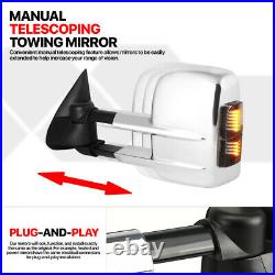 Pair Chrome Power+Heated Telescoping LED Signal Towing Mirror for 99-02 GMT800