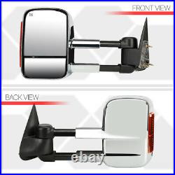 Pair Chrome Power+Heated Telescoping LED Signal Towing Mirror for 99-02 Sierra