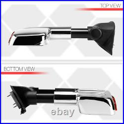 Pair Chrome Power+Heated Telescoping LED Signal Towing Mirror for 99-02 Sierra
