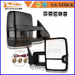 Pair For 1999-02 Chevy GMC Black Textured Power Heated Turn Signal Tow Mirrors