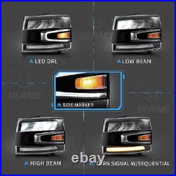 Pair For 2007-2013 Silverado 1500 2500HD 3500HD Full LED Headlights Assembly L+R