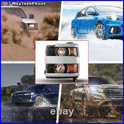 Pair Headlight Blk Chrome For 2015-2019 Chevrolet Silverado 2500 HD 3500 HD Lamp