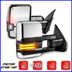 Pair LED Turn Signal Chrome Tow Mirrors for 2003-2007 Silverado Sierra Yukon