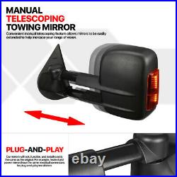 Pair Manual Extendable LED Signal Towing Side Mirror for 07-14 Suburban/Yukon