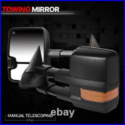 Pair Power+Heated Extendable LED Signal Towing Side Mirror for 03-07 Silverado