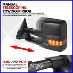 Pair Power+Heated Extendable LED Signal Towing Side Mirror for 03-07 Silverado