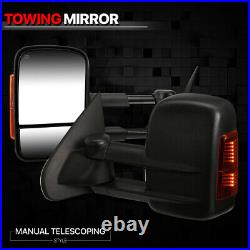 Pair Power+Heated Extendable LED Signal Towing Side Mirror for 14-20 Silverado