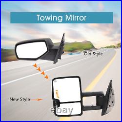 Pair Tow Mirrors Power Heated Turn Signal Fits 07-13 GMC Sierra 2500 3500 Black