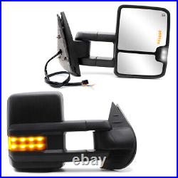 Pair Tow Mirrors for 2007-2013 Chevy Silverado Power Heated Smoke Turn Signal