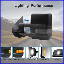 Pair Tow Mirrors for 2007-2013 Chevy Silverado Sierra Power Heat LED Turn Signal