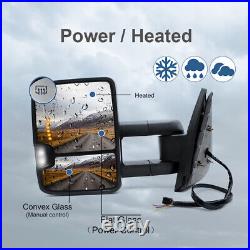 Pair Towing Mirrors For 07-2013 Chevy Silverado Power Heated Smoke Turn Signal