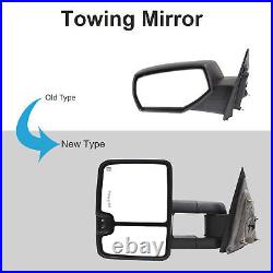 Pair Towing Mirrors Power Turn Signal For 15-18 Chevy Silverado 1500 2500 Chrome
