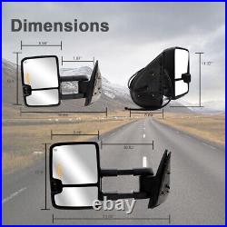 Pair Towing Mirrors fit 2007-2013 Chevy Silverado 1500 2500 Heated Turn Signal