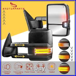 Power Heated LED Turn Signal Tow Mirrors For 2007-13 Chevy Silverado GMC Sierra