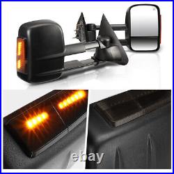 Power+Heated+Smoked LED Turn Signal Side Tow Mirrors for 14-20 Silverado Sierra
