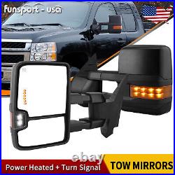 Power Heated Tow Mirrors For 07-13 Chevy Silverado Sierra 1500 LED Turn Signal