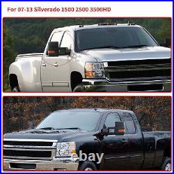 Power Heated Tow Mirrors For 07-13 Chevy Silverado Sierra 1500 LED Turn Signal