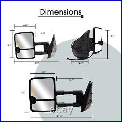 Power+Heated+Turn Signal Fits 2007-13 Chevy Silverado Towing Mirrors Chrome2